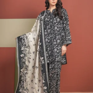 Black Printed Lawn Unstitched 3 Piece