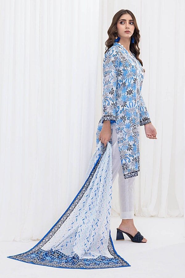 3 Piece Unstitched Printed Lawn Suit - Image 4
