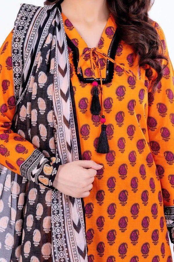 3 Piece Unstitched Printed Lawn Suit - Image 2