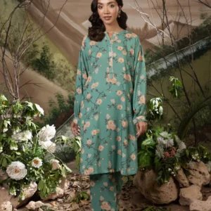 Sea Green Printed Cottel 2-Piece Ready to Wear Shirt & Trouser