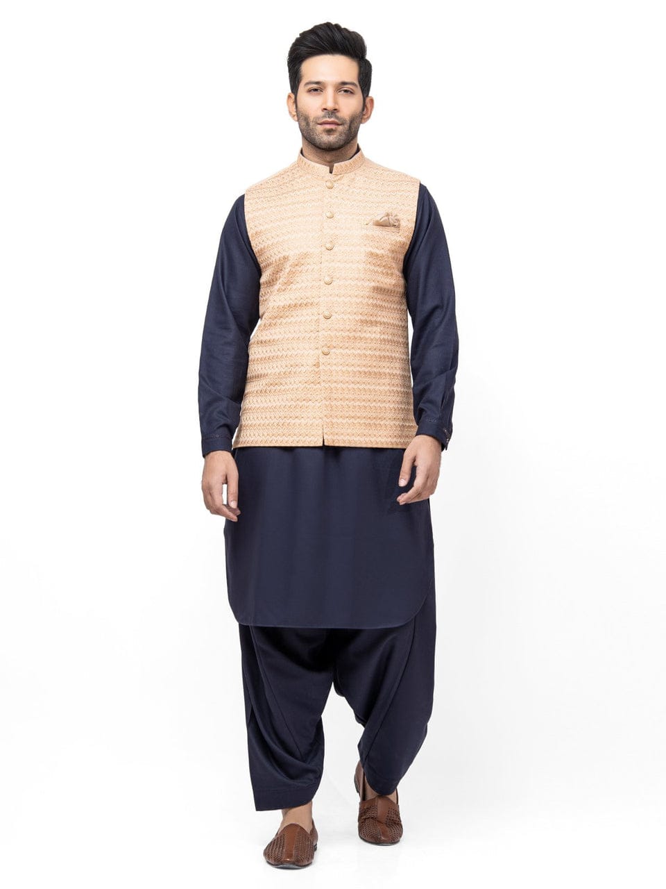 Men's Light Peach Waist Coat