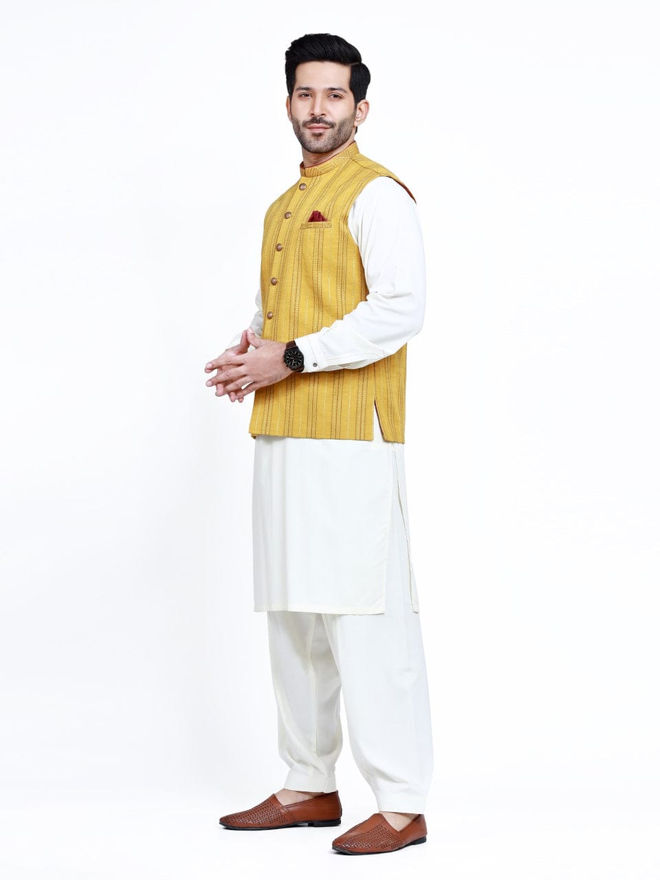 Men's Mustard Waist Coat Ceremonial - Image 2