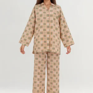 Peach Unstitched Printed Cotton Khaddar – Shirt & Trouser