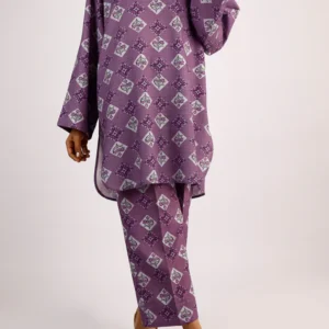 Purple Unstitched Printed Khaddar Viscose – Shirt & Trouser