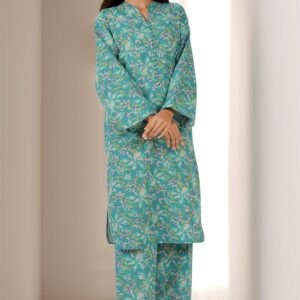 Unstitched 2 Piece Printed Khaddar Viscose - Teal