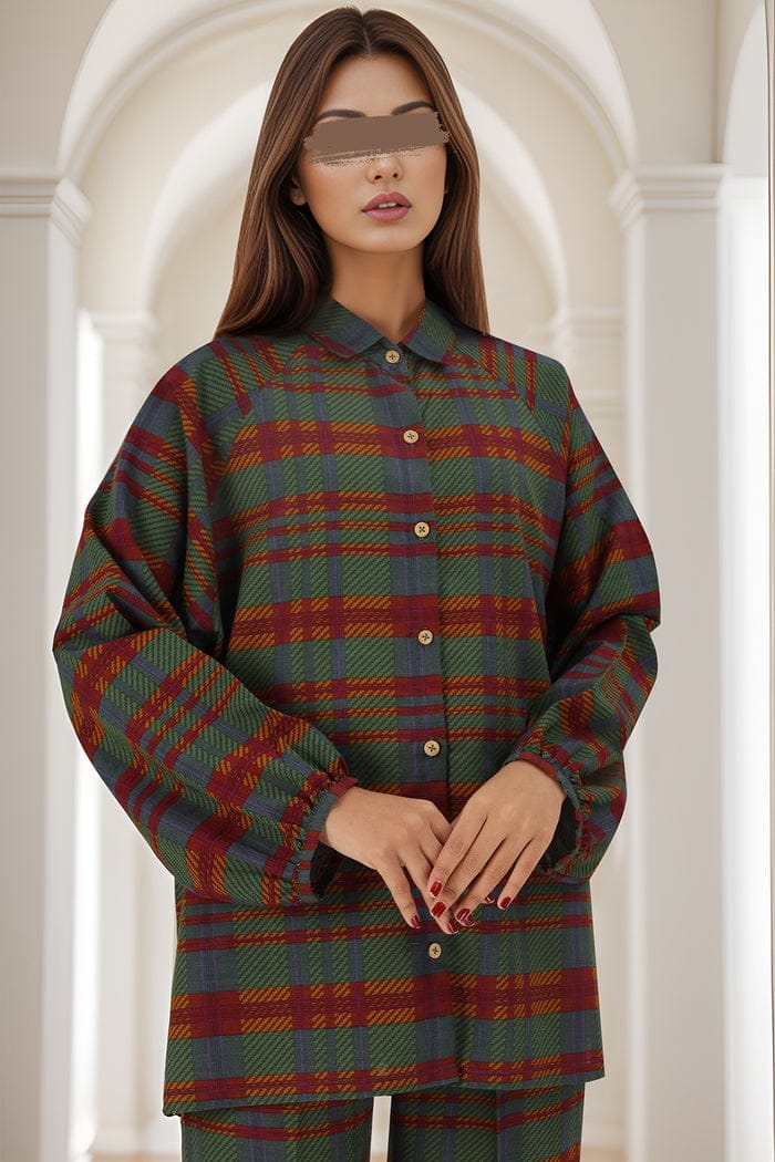 Unstitched 2 Piece Printed Khaddar - Green - Image 3