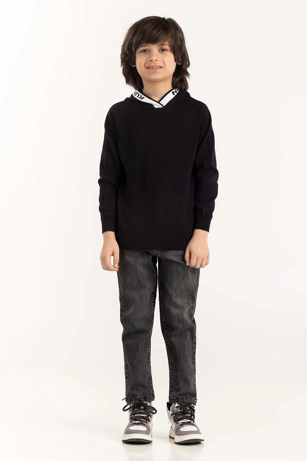 Junior Boys Black Knit Sweater