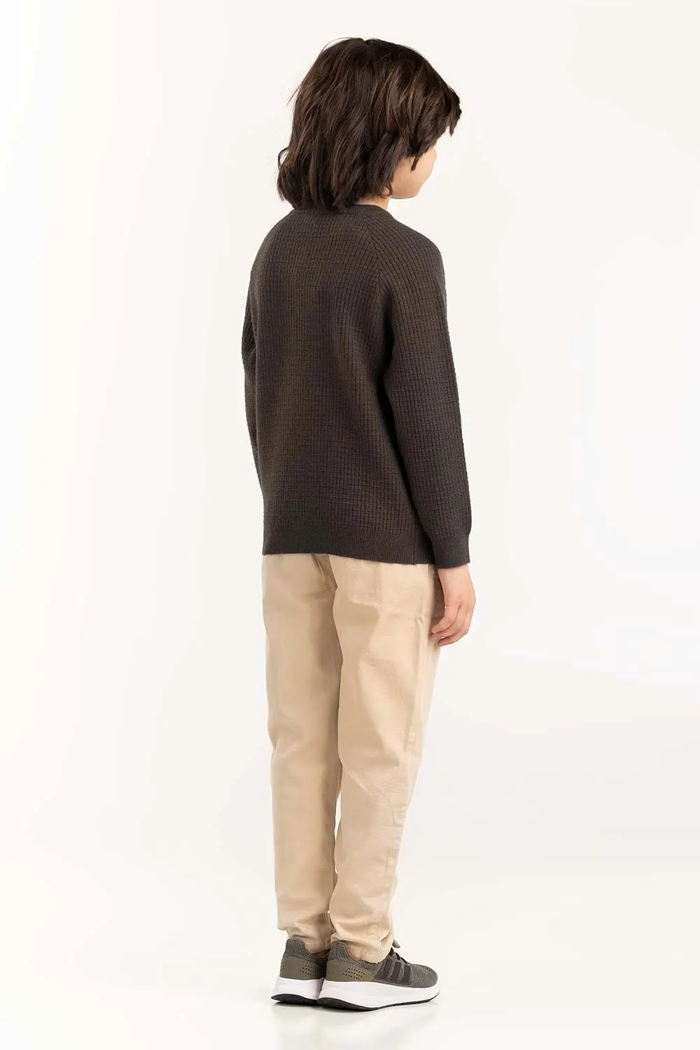 Junior Boys Green Knit Sweater