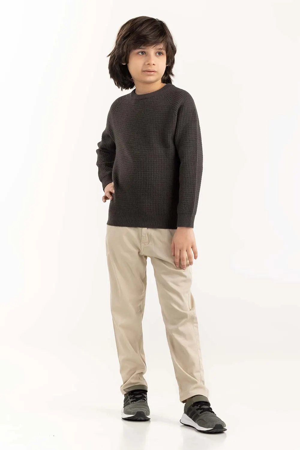 Junior Boys Green Knit Sweater