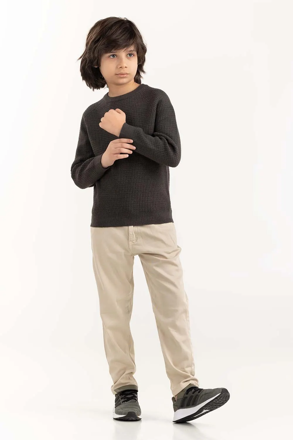 Junior Boys Green Knit Sweater