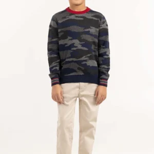 Junior Boy Multi Knit Sweater With A Round Neck