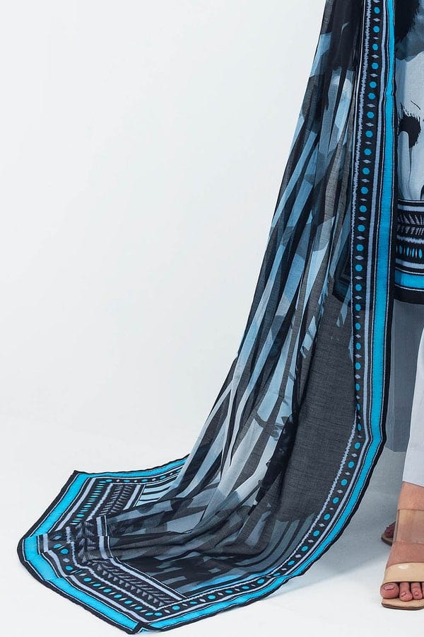 3 Piece Unstitched Printed Lawn Suit - Image 6