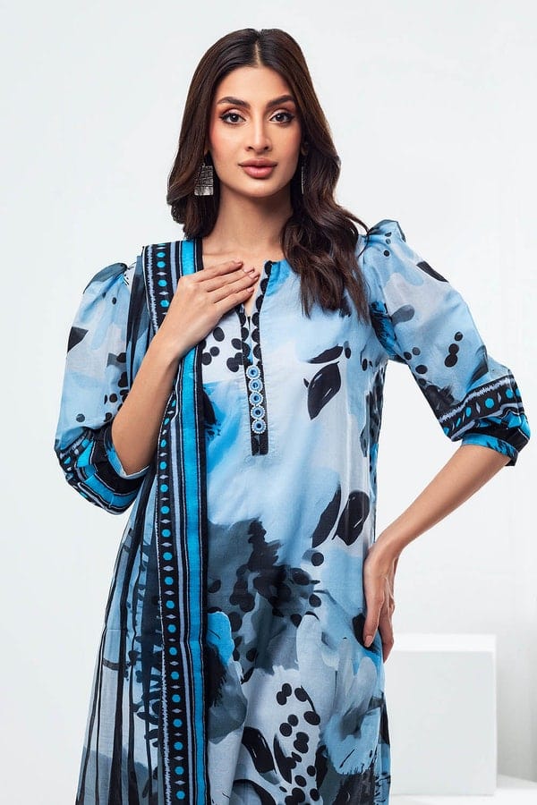 3 Piece Unstitched Printed Lawn Suit - Image 3