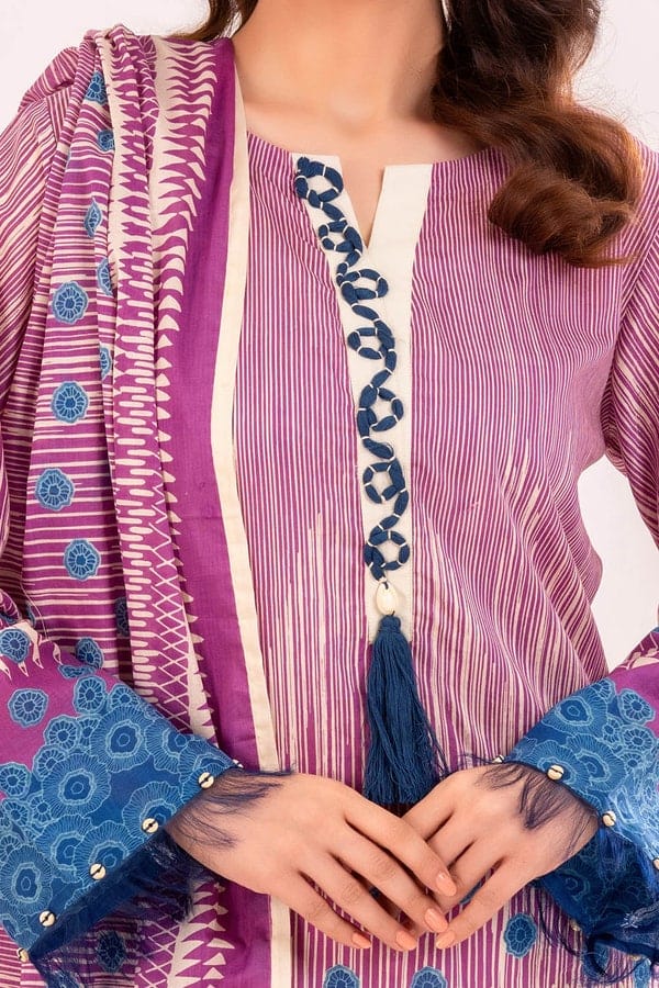 Unstitched 3 Piece Printed Lawn Lawn Suit - Image 2