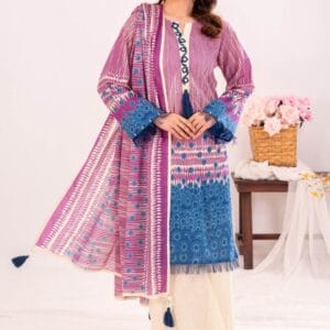 Unstitched 3 Piece Printed Lawn Lawn Suit