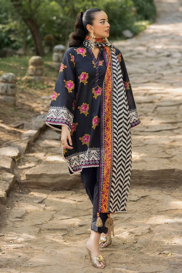3 Piece Unstitched Printed Lawn Suit - Image 4