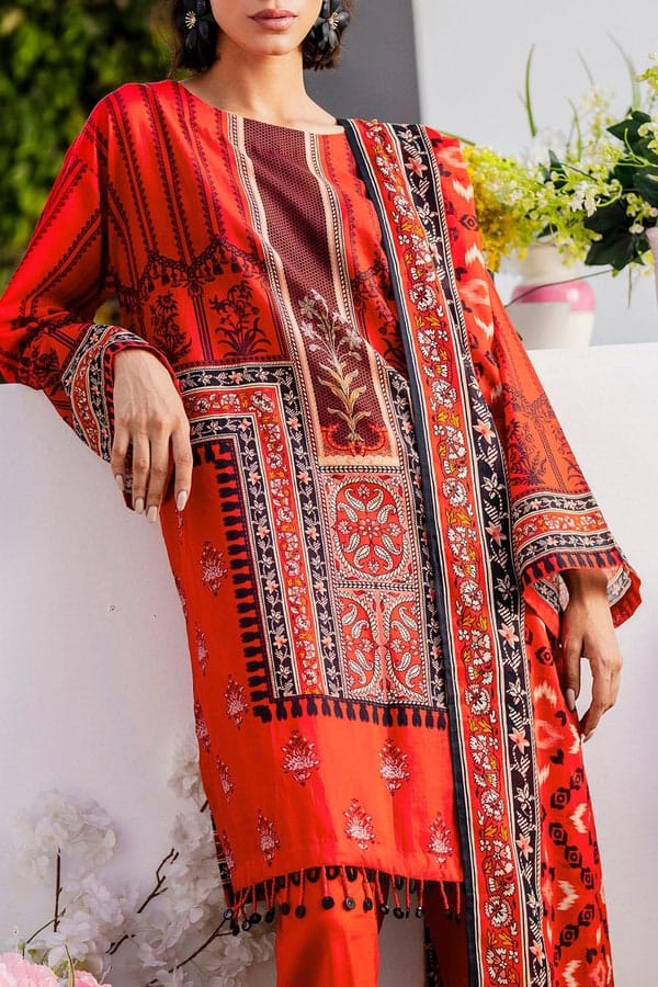 3 Piece Unstitched Printed Lawn Suit - Image 2