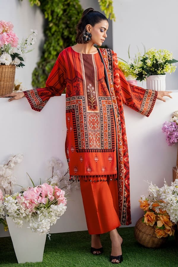 3 Piece Unstitched Printed Lawn Suit - Image 3