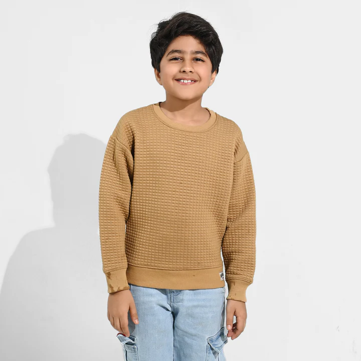 Boys Quilted Sweatshirt - Brown