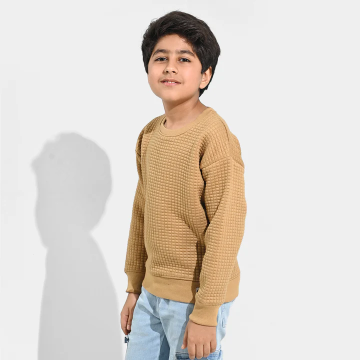 Boys Quilted Sweatshirt - Brown