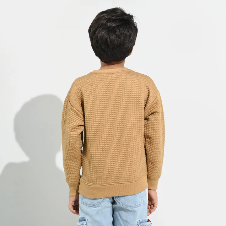 Boys Quilted Sweatshirt - Brown