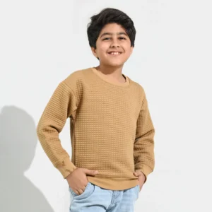 Boys Quilted Sweatshirt - Brown