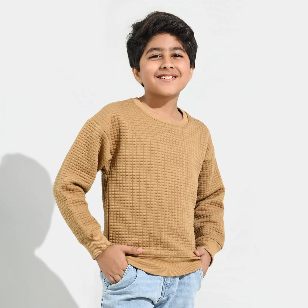 Boys Quilted Sweatshirt - Brown