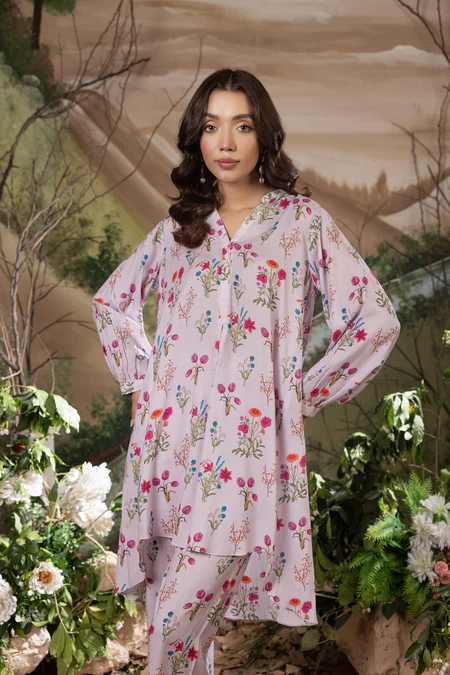 Pink Printed Cottel 2-Piece Ready to Wear Shirt & Trouser - Image 3