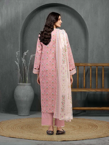 Unstitched 3 Piece Printed Cambric - Tea Pink