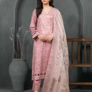 Unstitched 3 Piece Printed Cambric - Tea Pink