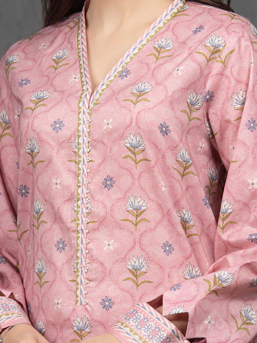 Unstitched 3 Piece Printed Cambric - Tea Pink