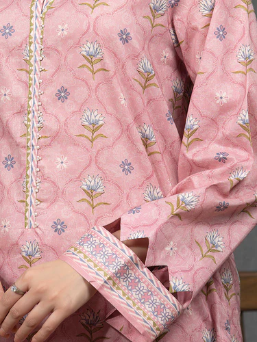 Unstitched 3 Piece Printed Cambric - Tea Pink