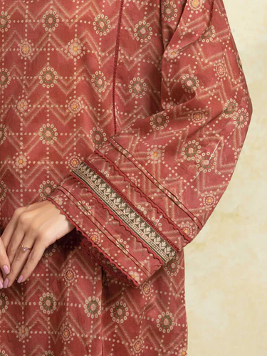 Unstitched 3 Piece Printed Khaddar - Light Maroon