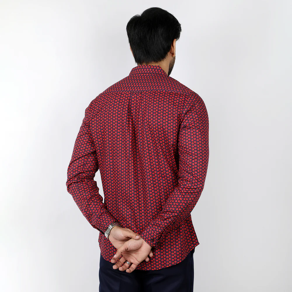 Red Men's Casual Shirt - Image 3