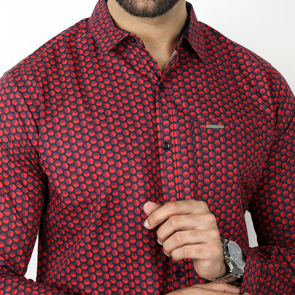 Red Men's Casual Shirt - Image 2