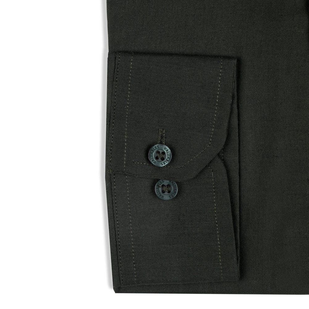 Olive Green Formal Plain Shirt - Image 2