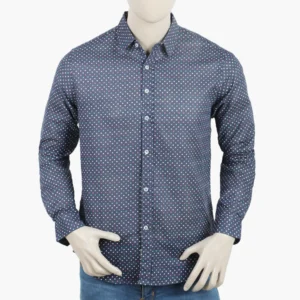 Men Navy Blue Printed Shirt – Classic Stylish & Comfortable