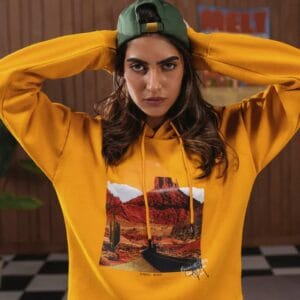 Mustard Cropped Fleece Pullover Hoodie