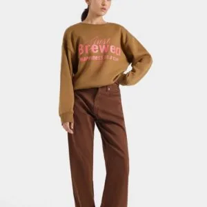 Antique Moss Relaxed Cropped Graphic Sweatshirt