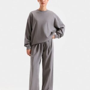 Grey Basic Cropped Sweatshirt