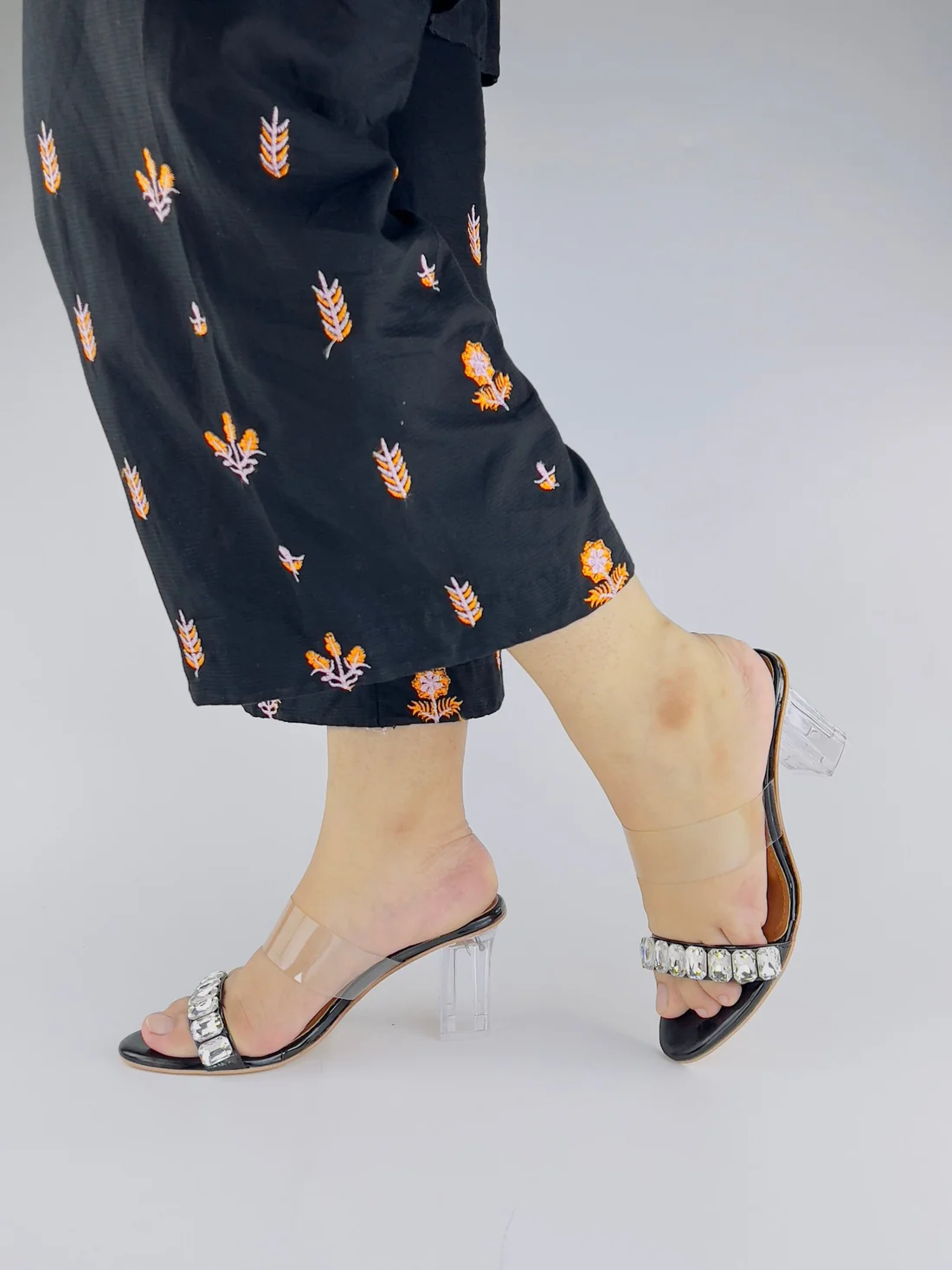 Black Crystal Fancy Heel