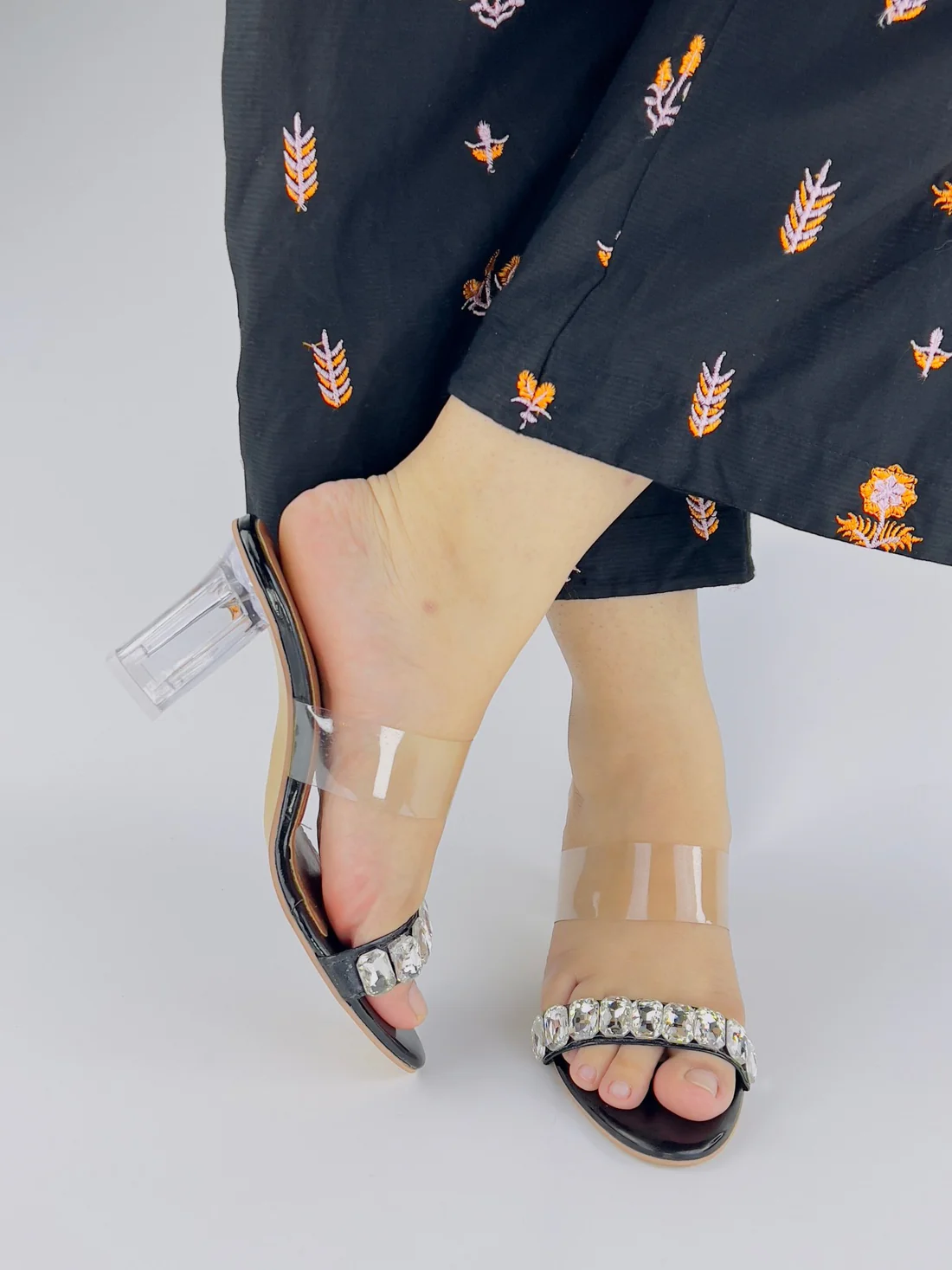 Black Crystal Fancy Heel