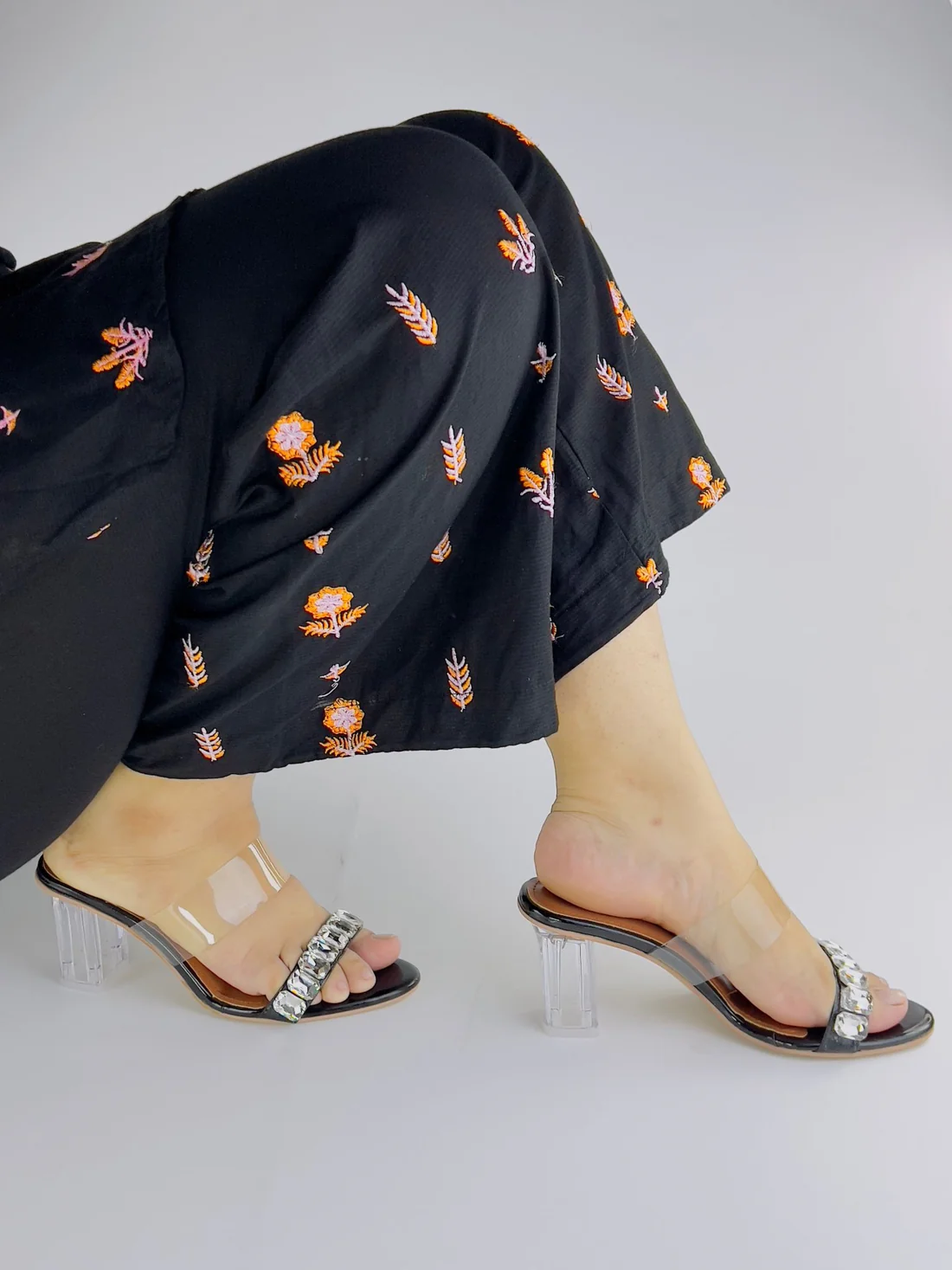 Black Crystal Fancy Heel