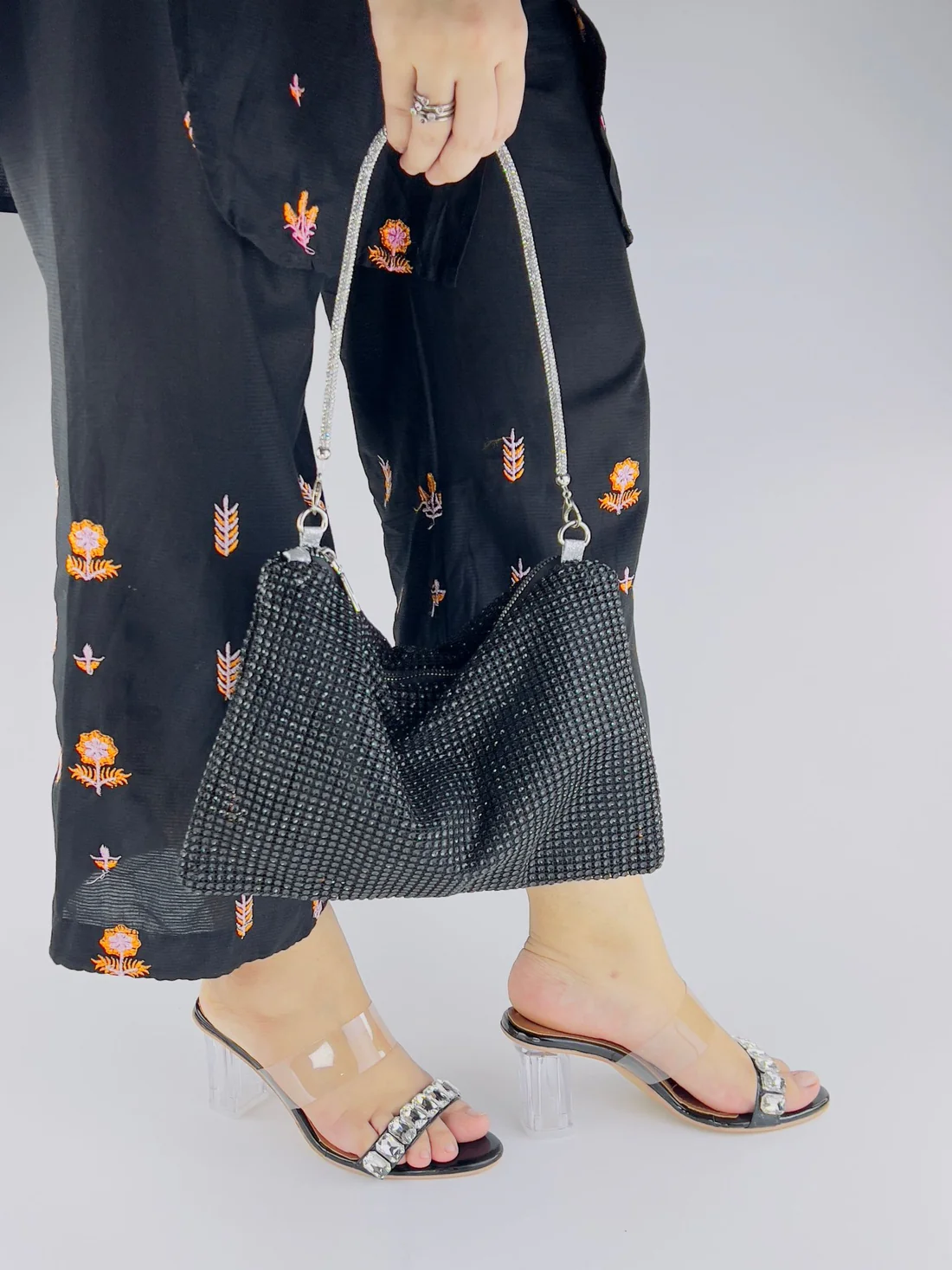 Black Crystal Fancy Heel