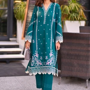 Unstitched 02 Piece Embroidered Jacquard - Teal