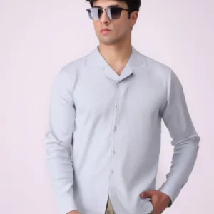 Sky Blue Camp Collar Shirt