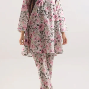 Unstitched 2 Piece Printed Cotton Khaddar - Ivory