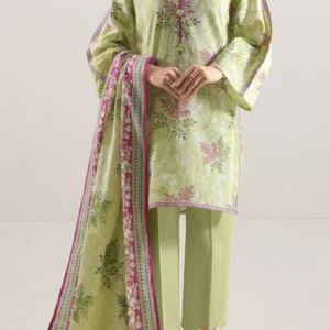 Unstitched 3 Piece Printed Cotton Khaddar - Green