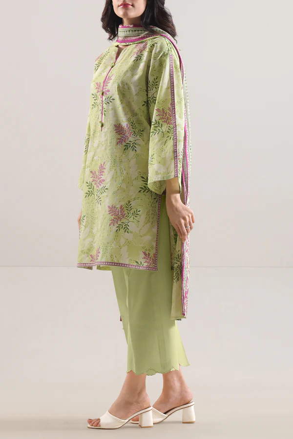 Unstitched 3 Piece Printed Cotton Khaddar - Green