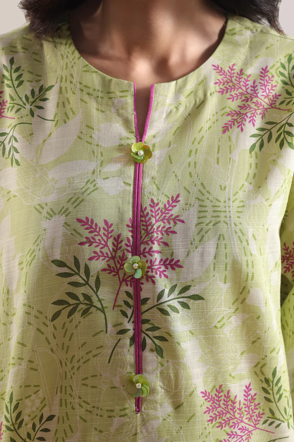 Unstitched 3 Piece Printed Cotton Khaddar - Green